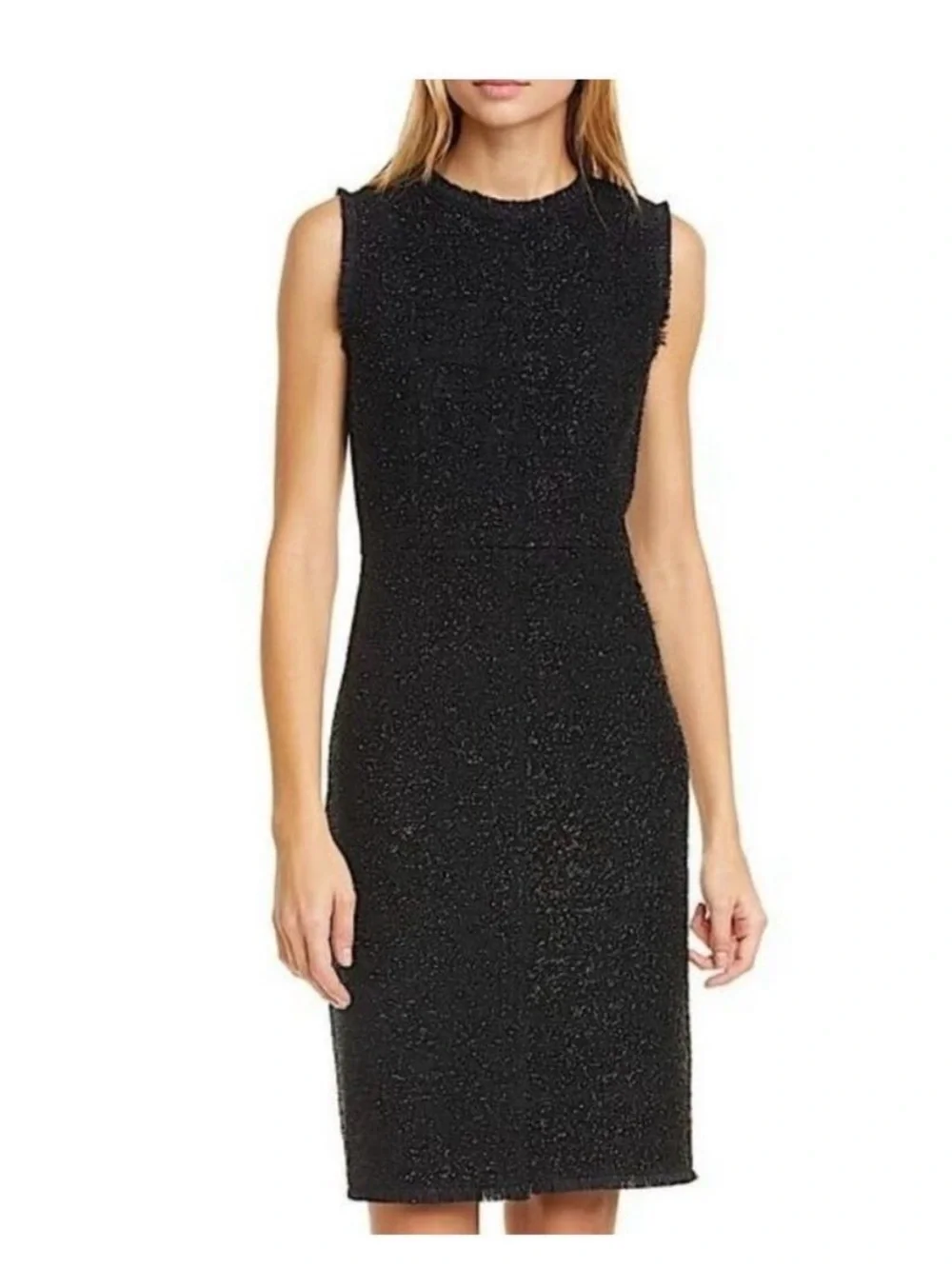 Kate Spade Sleeveless Black tencel Tweed wool blend Dress NWT size 0